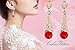Calors Vitton Gold Plated Full Rhinestone Cubic Zircon Long Water Drop Earrings for Women Red 4705