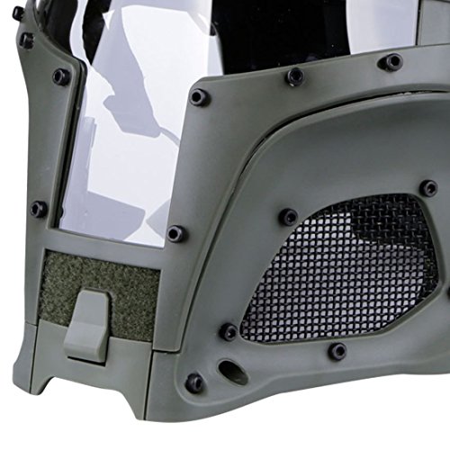 Goshfun Tactical Military Helmet Protective Fast Helmet Full Face Mesh Mask with Goggle for Airsoft Paintball CS Outdoor Activity, Green - Thumbnail 6
