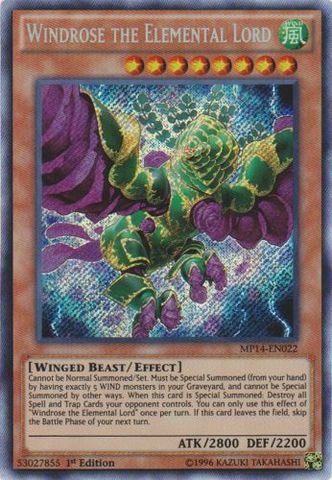 Yu-Gi-Oh! - Windrose the Elemental Lord (MP14-EN022) - Mega Pack 2014 - 1st Edition - Secret Rare