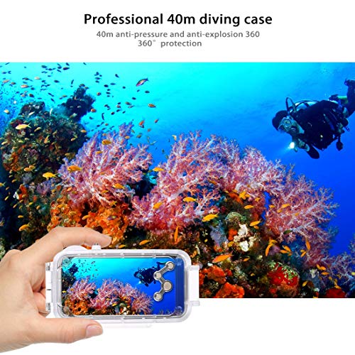 HAWEEL for iPhone Xs Max Underwater Housing Professional [40m/130ft] Diving Case for Diving Surfing Swimming Snorkeling Photo Video with Lanyard (iPhone Xs Max, White) - Thumbnail 7