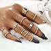 DDLBiz 12pcs/Set Women Bohemian Vintage Silver Stack Fine Rings Above Knuckle Rings Set (Gold)