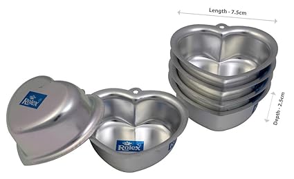 Rolex Aluminium Jelly CupCake Muffin Mould Little Heart set of 6 S1