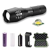 Hoowvii XML-T6 Portable 900 Lumen CREE LED Tactical Flashlight -Rechargeable 18650 Battery and Charger Included-Water Resistant Camping Torch Adjustable Focus Tac Light - For Hiking,Emergency