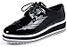 DADAWEN Women's Casual Lace-Up Platform Wingtips Square Toe Oxfords shoe