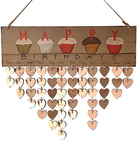 Birthday Reminder Wooden Hanging Calendar Plaque Board Home Party Decoration
