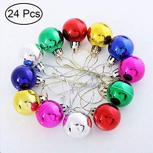 Kungfu Mall24 PCS of 6-color Mini Christmas Tree Baubles Matte and Glitter Decorated Baubles Xmas Hanging Decorations 30mm…