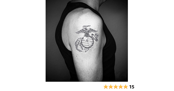 Amazon Com Marine Temporary Fake Tattoo Sticker Set Of 2 Www Ohmytat Com Beauty