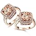 Yellow Shinning Cubic Zirconia Topaz Rings For Women 18K Rose Gold Plated