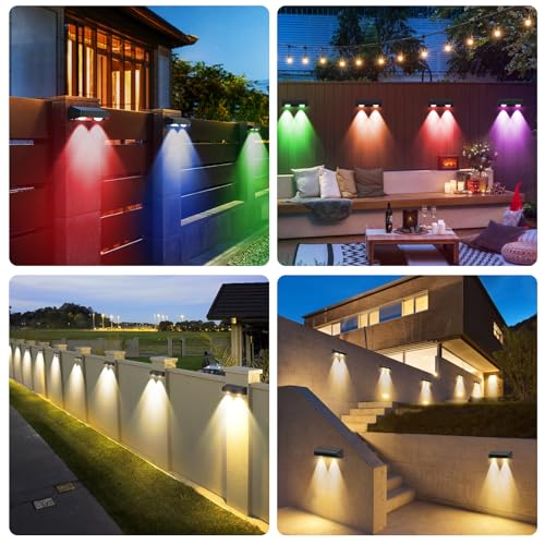 Quntis Luces Solares Exterior de Alta Calidad 4 unds RGBCW y Mayor Duración | 10-12 horas Ultralarga Duración de Batería Luces Solares Jardín, IP65 Impermeable Automatic On/Off Lamparas Solares Exterior