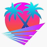 Retro 80'S Sunset Palms Bumper Sticker Window Vinyl Decal 5"