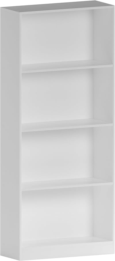 Vida Designs Cambridge 4 Tier Large Bookcase White Wood Shelving Unit