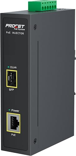PROCET PoE Injector DIN Rail up to 60W Gigabit SFP/Uplink PoE++ Power ...