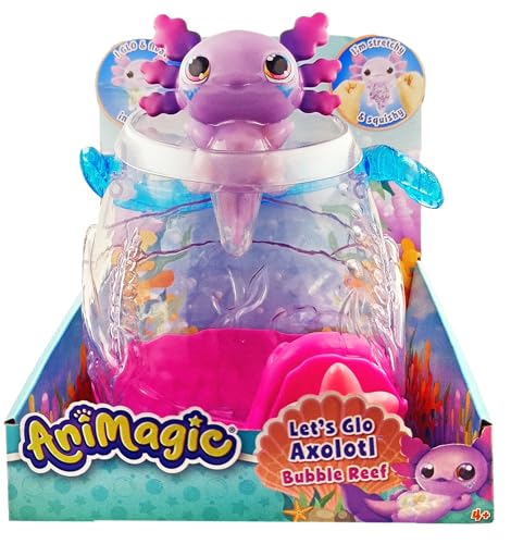 Animagic: Lets Glo Axolotl Bubble Reef | Portable Magic Bubble Aquarium | Also Includes 1 Lets Glo Axolotl | Interactive Electronic Pets | For Kids Aged 4+