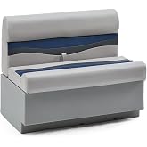 DeckMate Complete 38" Classic Pontoon Boat Seat Bench and Base - Gray, Blue and Charcoal