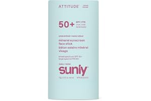 ATTITUDE Baby Mineral Sunscreen Face Stick SPF 50, Broad Spectrum Zinc Oxide, EWG Verified, Non-Nano, Gentle Lightweight Non-