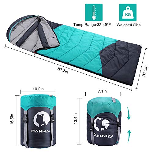 CANWAY Sleeping Bag with Compression Sack, Lightweight and Waterproof