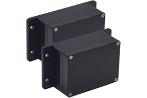 Raculety 2 Pack Project Box IP65 Waterproof Junction Box ABS Plastic Black Electrical Boxes DIY Electronic Project Case Power Enclosure with Fixed Ear 4.53 x 3.54 x 2.17 inch (115x90x55mm)