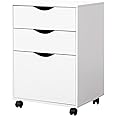 QDSSDECO 3 Drawer Mobile File Cabinet, Rolling Vertical Filing Cabinet fits A4, Legal Paper and Letter Paper for Home Office, White