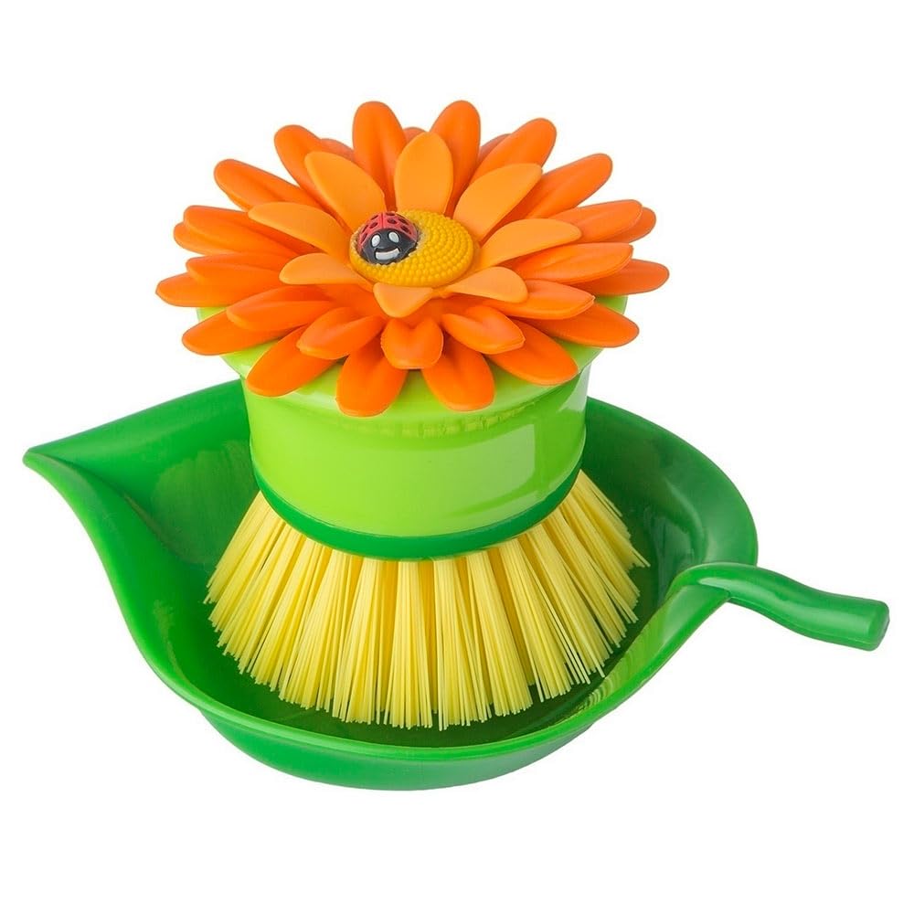 VIGAR Dishwashing Brush Bolito with Tray, Multicolor, Orange, 14,5 x 9,5 x 7,5 cm
