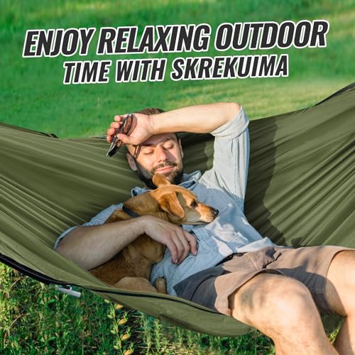 Ultralight Outdoor Hammock with Mosquito Net 300 kg Load Capacity Travel Hammock Camping Breathable Quick-Drying Portable Parachute Nylon Hammock for Backpacking, Hiking, Garden