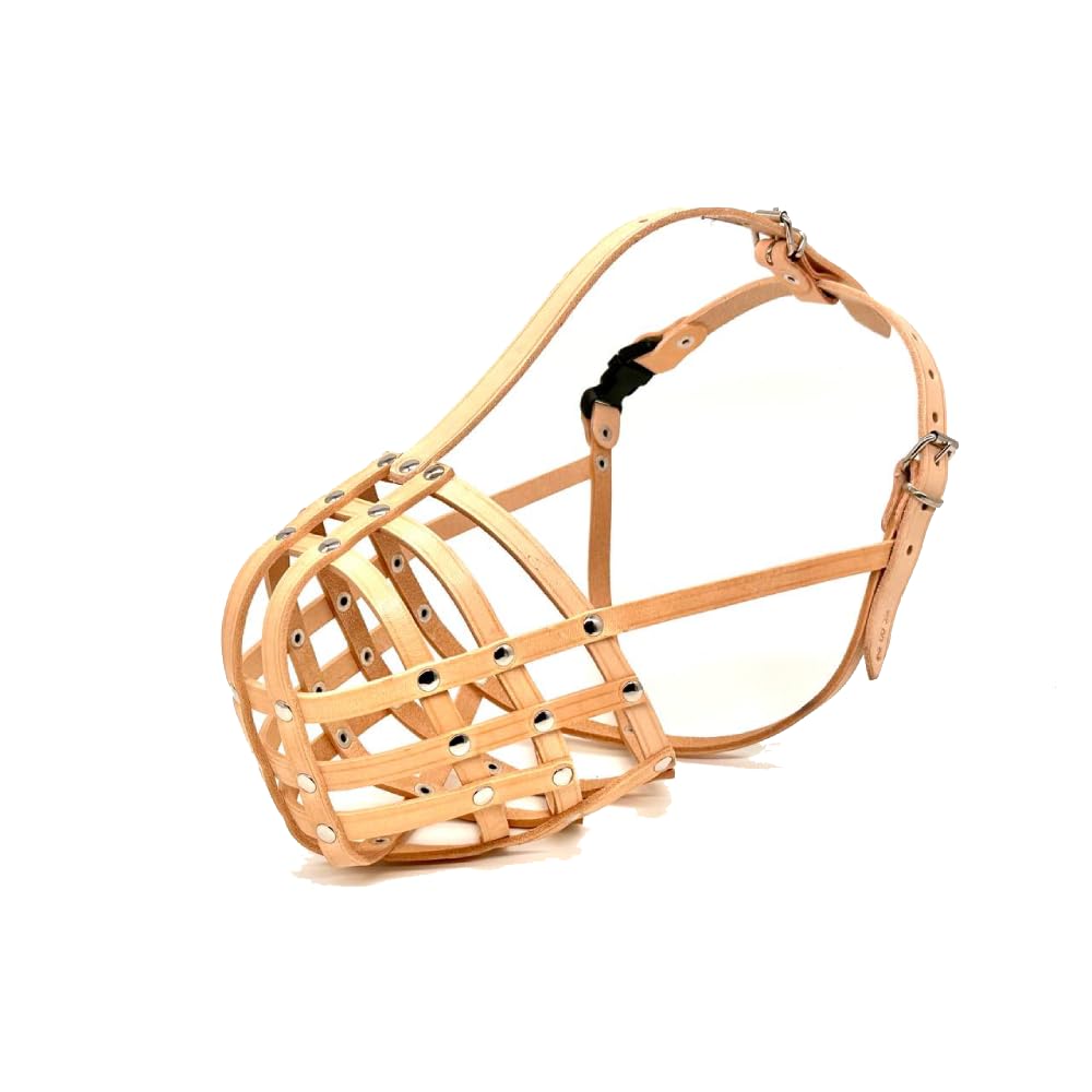 Genuine Leather Dog Muzzle for American Bully, Bully XL and other similar snout (Brown Leather, AB2)