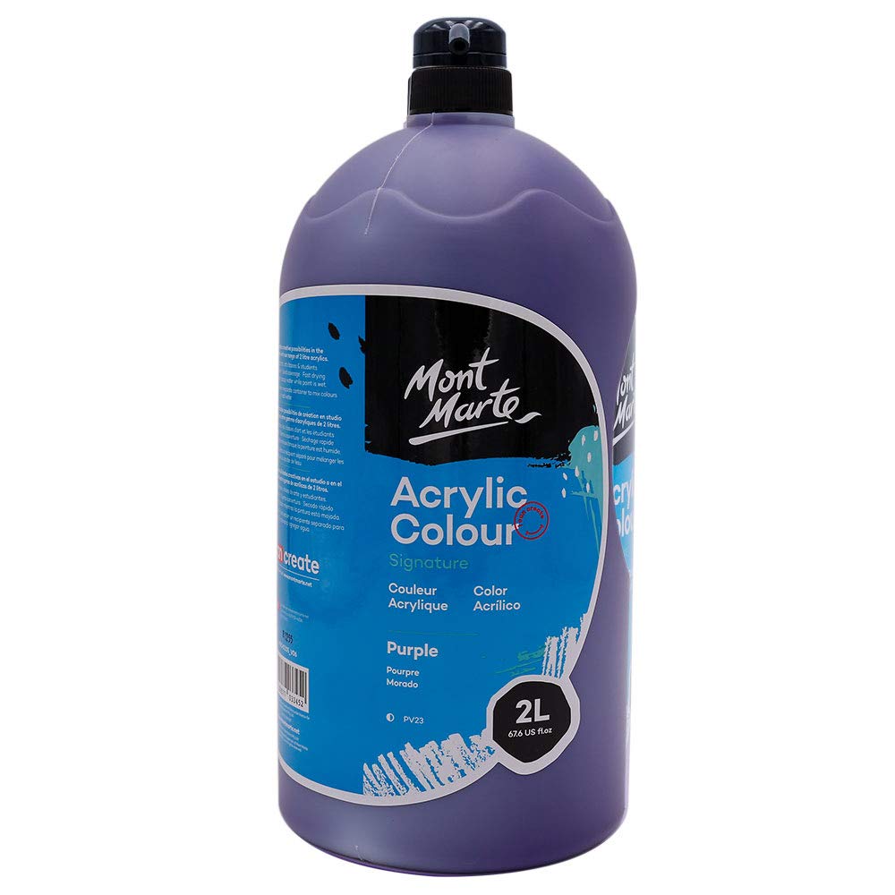 Mont Marte Discovery School Acrylic, Purple, 1/2 Gallon (2 Liter). Ideal for Students and Artists. Excellent Coverage and Fast Drying. Pump Lid Included.