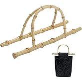 PH PandaHall 2pcs Bamboo Handbag Handles Purse Handles Bag Handle D Shape Handle Replacements Bamboo Bag Accessories for Clutch Purse Straw Woven Rattan Bags Shoulder Crochet Macrame Bags Making