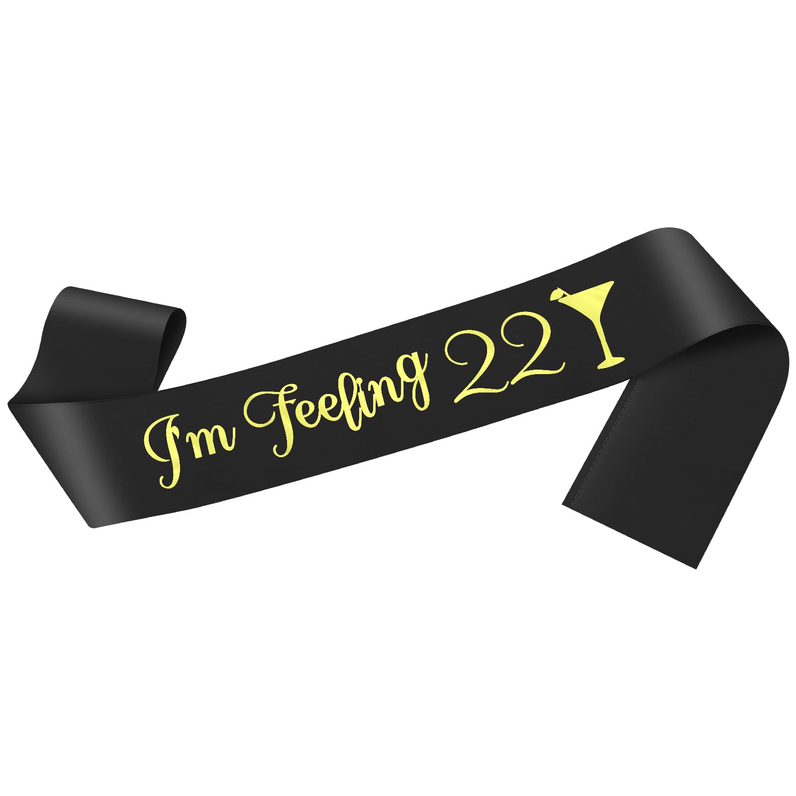 22nd Birthday Decoration Sash for Women 21st Birthday Party Favor Supplies Black Satin with Gold Foil Letter 22 Year Old Gift for Daughter Girlfriend Niece Friend Granddaughter