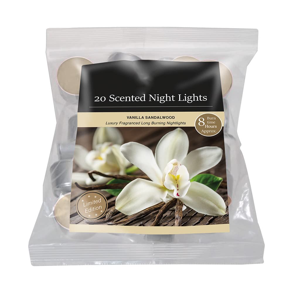 OnlineStreet Scented Tealight Votive Candles Pack - Wax Tarts in Different Assorted Refreshing Fragrances with 8 Hours Burning Time (Vanilla and Sandalwood)