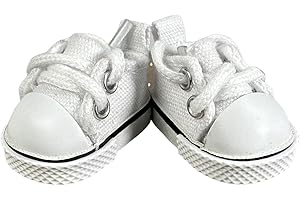 QIXINGWISE 17cm Dolls Shoes, Lace-Up Canvas Sneakers Mini Shoes for 17cm Dolls, Fingerboard Shoes, Mini Finger Shoes, Clothing Accessory for 6.7in Dolls (1 Pair of White)