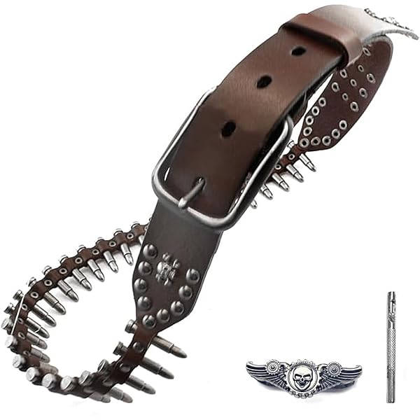 Snap On Imitation Bullets Leather Belt, Black | S-30 display picture 3