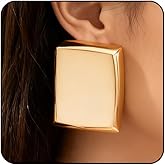 Big Gold Earrings Statement Chunky Earrings for Women Trendy Irregular Geometric Large Stud Earring Chunky Jewelry