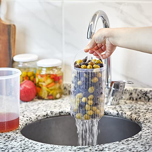 Crystalia Pickle Jar with Strainer Insert, Deli Food Storage Container