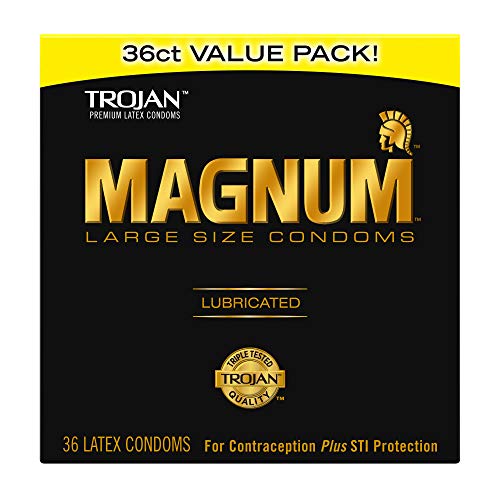 TROJAN MAGNUM LUBRICATED LARGE CONDOMS, COMFORTABLE AND SMOOTH LUBRICATED CONDOMS FOR MEN, AMERICA’S NUMBER ONE CONDOM, 36 COUNT PACK