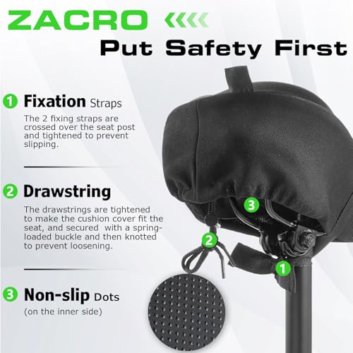 Zacro Bike Seat Cushion Cover - Gel Padded Bike Seat Cover for Men Women, Extra Soft Exercise Bicycle Seat Compatible with Peloton, Outdoor & Indoor