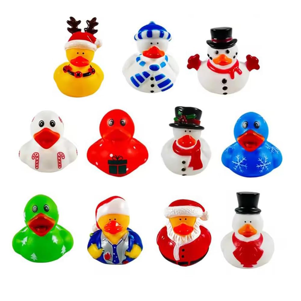 Photo 1 of 12pcs Assorted Rubber Duck Christmas Duck Toys,Small Rubber Ducks in Bulk Baby Shower Bath Toy for Kids Toddler Birthday Halloween Party Favors Stocking Stuffers Classroom Incentives