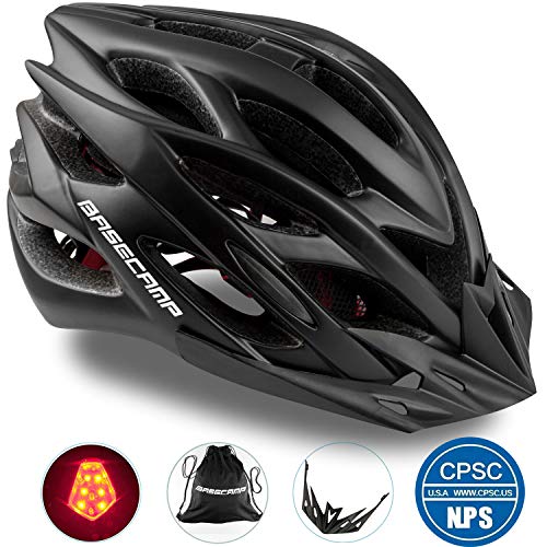 Basecamp Specialized Bike Helmet with CPSC&CE Certified/Safety Light/Removable Visor/Protable