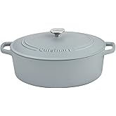 Cuisinart Chef's Classic Enameled Cast Iron Oval Covered Casserole (Matte Grey, 7- Quart)