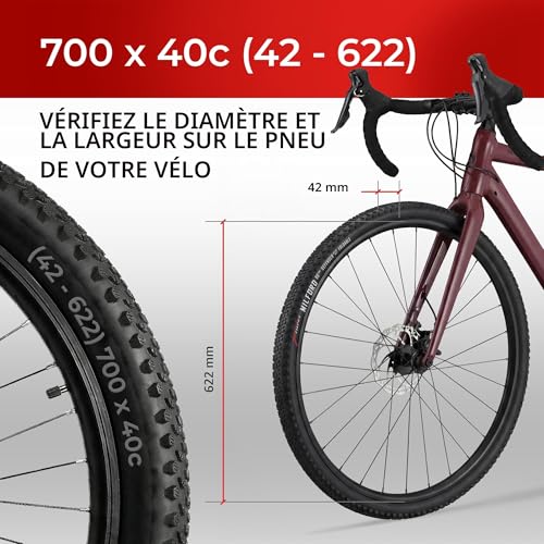 Fincci Gravel 700x40c (42-622) Pair Folding Puncture Protection Nylon 60 TPI Tyres - Pack of 2 Tyres Ideal for Mountain Biking, Gravel and Bike Travel, Grip and Comfort Off Road