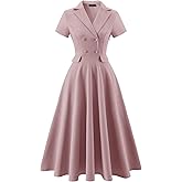Bridesmay Vintage Cocktail Tea Party Dresses Collar Short Sleeve Fit and Flare Work Church Dress