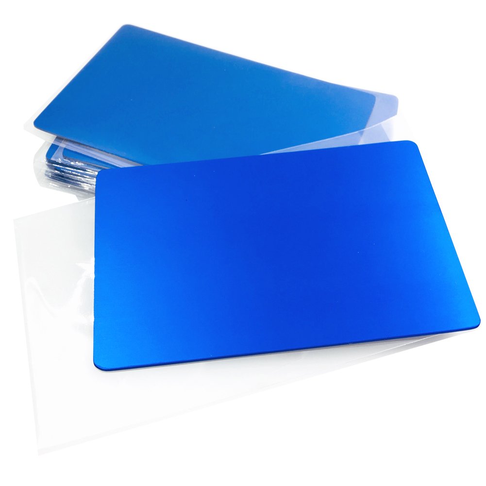 ebamaz Metal Business Cards Anodized Aluminum Plate Plaque DIY Gift Lable Tag 86X54X0.8mm (Blue, 10PCS, Blank)