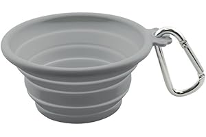 FOUFOU DOG FFD Pet 60221 Pet Silicone Collapsible Travel Bowl for Dogs and Cats, X-Small Grey, 7oz/200mL, 3.5"