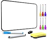 DumanAsen Double Sided Dry Erase Whiteboard 12x8 Inch with Pens Eraser Black
