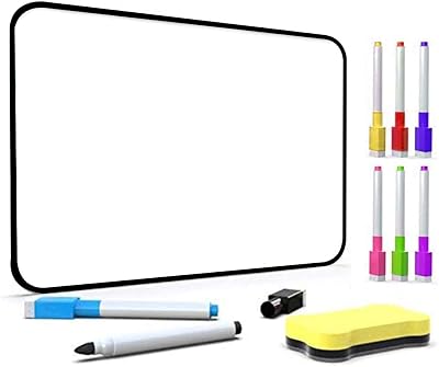 DumanAsen Double Sided Dry Erase Whiteboard 12x8 Inch with Pens Eraser Black