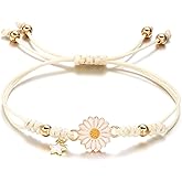 PAIOJVN Daisy Flower Bracelet for Women Bohemian Handmade Adjustable Sunflower Elastic String Bracelet Jewelry for Party and Beach