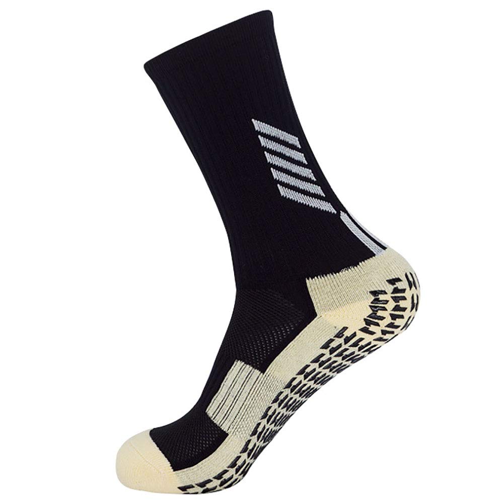 Ulalaza Sports Socks Mens and Womens Socks Thicken Cushion Crew with Rubber Dots Anti Slip for Football Running Training Walking Baseball Soccer and Hiking
