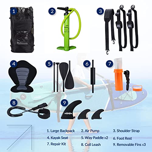 Zupapa Inflatable Paddle Board with Seat for Adults, 10 11FT Paddle