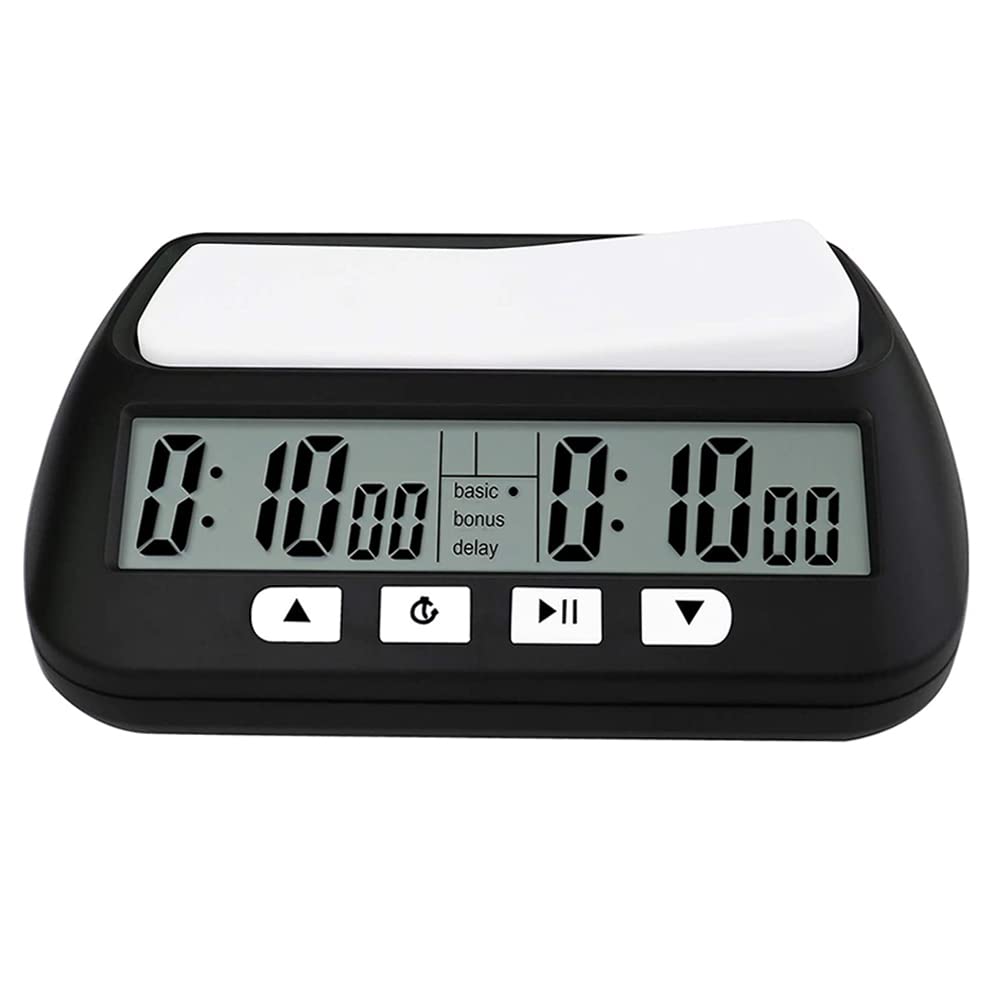 MOSTRUST Digital Chess Timer Professional for Board Games with Alarm, 3-in-1 Multi-Function Portable Clock, 2 AA Batteries Included (Black)