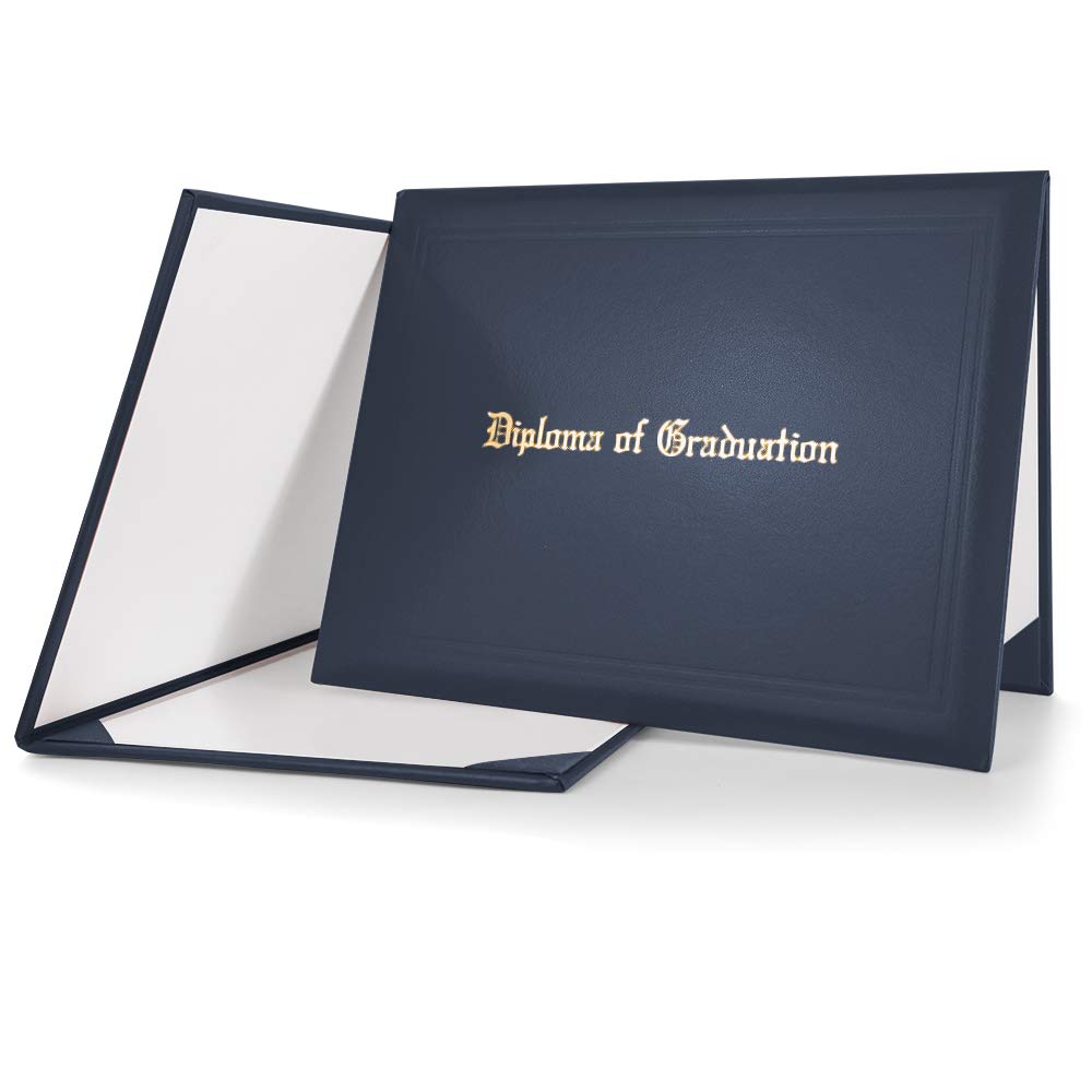 GraduationMall Imprinted Diploma Cover Certificate Holder Diploma of Graduation 8.5"x11" Navy Blue