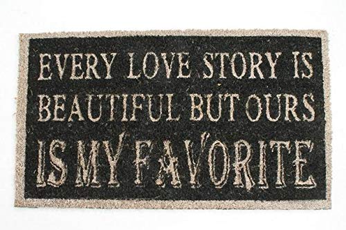 Decorative Coir Entrance Door Mat Every lovestory is beautiful 70 cm x 40 cm